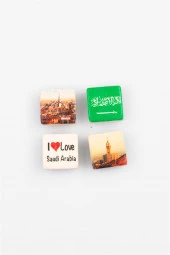 Suudi Arabistan Temalı Dörtlü Taş Magnet thumbnail 5