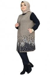 KUĞU ÇİÇEK DESENLİ FERMUARLI YELEK - 1