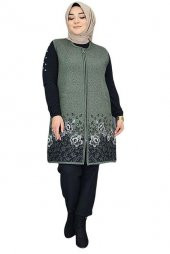 KUĞU ÇİÇEK DESENLİ FERMUARLI YELEK - 2