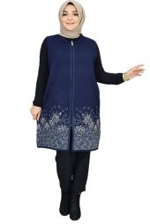 KUĞU ÇİÇEK DESENLİ FERMUARLI YELEK - 3