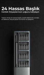 Shaza 24 Parça Hassas Tornavida Seti Mıknatıslı Alüminyum Kasa Telefon, Pc vb. Tamir Seti - 4