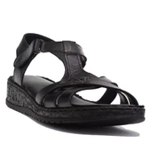 Dagoster DZA07-60021011 Siyah Günlük Ortopedik Deri Kadın sandalet thumbnail 1