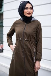 Belden Büzgülü Fermuarlı Kap - Haki - 2