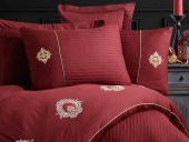 Elegant Nakışlı Pamuk Saten Çift Kişilik Nevresim Takımı Olimpos Bordo - 4