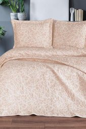 Çeyiz Diyarı Çift Kişilik Nehir Çift Taraflı Yatak Örtüsü Takımı Bej thumbnail 4
