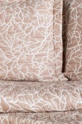 Çeyiz Diyarı Çift Kişilik Nehir Çift Taraflı Yatak Örtüsü Takımı Bej thumbnail 5