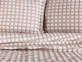 Çeyiz Diyarı Çift Kişilik Ekose Çift Taraflı Yatak Örtüsü Takımı Bej thumbnail 2