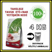 N&D Tahılsız Tavuklu ve Narlı Yetişkin Kedi Açık Mama 4 KG - 1