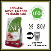 N&D tahılsız tavuk ve narlı yetişkin kedi maması 3 kg açık mama - 1