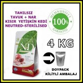 N&D tahılsız tavuk ve narlı kısırlaştırılmış kedi maması 4 kg açık mama - 1