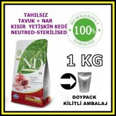 N&D tahılsız tavuk ve narlı kısırlaştırılmış kedi maması 1 kg açık mama - 1