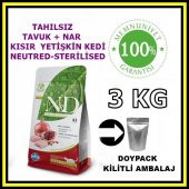 N&D tahılsız tavuk ve narlı kısırlaştırılmış kedi maması 3 kg açık mama - 1