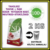 N&D tahılsız tavuk ve narlı kısırlaştırılmış kedi maması 2 kg açık mama - 1