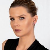 Nipora Multicolor Zirkon Taşlı Yonca Yaprağı Tasarım 925 Ayar Gümüş Kadın Küpe - 4