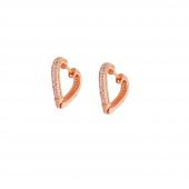 Nipora Starlight Diamond Zirkon Taşlı Kalp Tasarım Rose Renk 925 Ayar Gümüş Küpe - 1