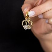 Nipora Starlight Diamond Tektaşlı Kalp Tasarım Gold Renk 925 Ayar Gümüş Sallantılı Küpe - 3