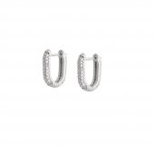 Nipora Starlight Diamond Zirkon Taşlı "U" Tasarım 925 Ayar Gümüş Küpe - 1