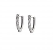 Nipora Starlight Diamond Zirkon Taşlı "V" Tasarım 925 Ayar Gümüş Küpe - 1