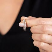 Nipora Starlight Diamond Tek Sıra Zirkon Taşlı Halka Tasarım 925 Ayar Gümüş Küpe - 3
