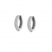 Nipora Starlight Diamond Zirkon Taşlı Maxi Halka Tasarım 925 Ayar Gümüş Küpe - 1