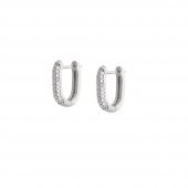 Nipora Starlight Diamond Mikro Zirkon Taşlı "U" Tasarım 925 Ayar Gümüş Küpe - 1
