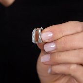 Nipora Starlight Diamond Mikro Zirkon Taşlı "U" Tasarım 925 Ayar Gümüş Küpe - 3