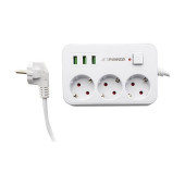 MF Product Jettpower 0370 Akım Korumalı 3 USB'li 3'lü Grup Priz 2 m Uzatma Kablosu Beyaz - 1