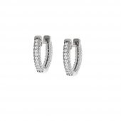 Nipora Starlight Diamond Zirkon Taşlı Mikro Halka Tasarım 925 Ayar Gümüş Küpe - 1