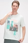 Erkek Oversize Baskılı Bisiklet Yaka Pamuklu Kısa Kollu Basic T-Shirt - 4