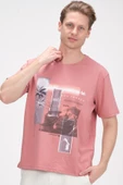 Erkek Oversize Baskılı Bisiklet Yaka Pamuklu Kısa Kollu Basic T-Shirt - 6