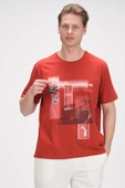 Erkek Oversize Baskılı Bisiklet Yaka Pamuklu Kısa Kollu Basic T-Shirt - 7