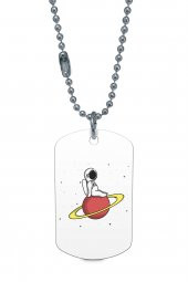 Saturn Gümüş Renk Künye / Kolye DFT1956 - 1
