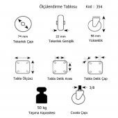 Hts Döner 3/8 Vidalı Frenli Mobilya Tekeri Çap : 74 mm Kod : 354 - 2