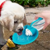 Taşınabilir Kedi Köpek Su Şişesi Yumuşak Silikon Açık Pet Su Sebili 580ml Mavi Renklı - 1