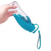 Taşınabilir Kedi Köpek Su Şişesi Yumuşak Silikon Açık Pet Su Sebili 580ml Mavi Renklı - 7