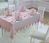 Finezza Ahsen Dantelli Etamin Kumaş Sofra Takımı 8 Kşl. 170x230 cm 17 Prç. - 191 - 1