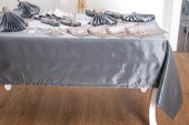 Finezza Afife Kadife Gümüş Füme Sofra Takımı 8 kişilik 160x230 cm 34 Prç. - 955 - 2