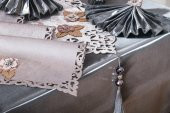 Finezza Afife Kadife Gümüş Füme Sofra Takımı 8 kişilik 160x230 cm 34 Prç. - 955 - 7