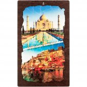 Hindistan Temalı Ahşap Fresco Tablo - 1
