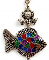 Mavi Nazar Boncuklu Balık Figürlü Mini Balık Duvar Süsü thumbnail 3