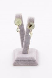 Prehnite Doğal Taş Gold Renkli Küpe - 2