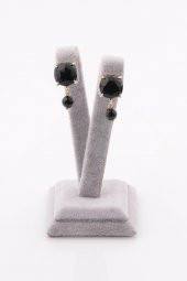 Oniks Doğal Taş Gold Renkli Küpe - 2
