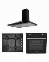 EXEP  BASİC SİYAH EMAYE 3 LÜ ANKASTRE SET (ED400-EO330-EF200) - 1