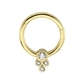 Altın Halka Piercing Dört Taş Tohum 14 Ayar - 2