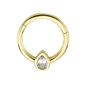 Altın Halka Piercing Damla Tektaş 14 Ayar - 2