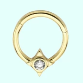 Altın Halka Piercing Tektaş Pusula 14 Ayar - 1