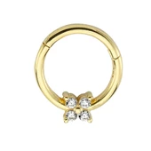 Altın Halka Piercing Dört Taş Tohum 14 Ayar thumbnail 2