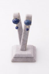 Lapis Lazuli Doğal Taş Gold Renkli Küpe - 2