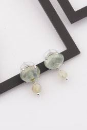 Prehnite Doğal Taş Küpe - 1
