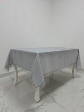 Finezza Paris Jakarlı Kumaş Güpürlü Gri Masa Örtüsü  Dikdörtgen 160*220 cm - 962 thumbnail 2